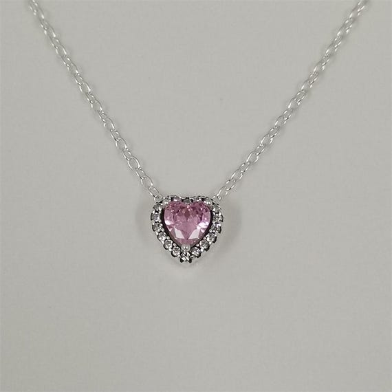 pandora sparkling pink heart halo pendant collier necklace -45cm