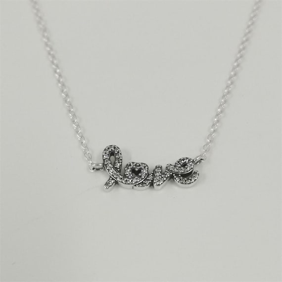 pandora Sparkling Handwritten Love Collier Necklace