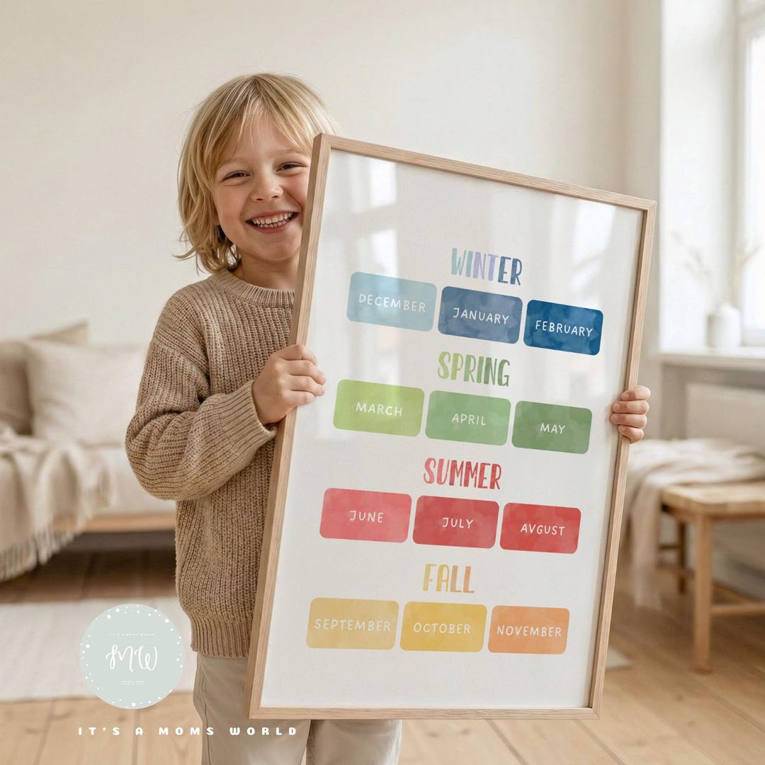 Seasons Kids Poster: Rainbow Educational Wall Art (digital Download) - Etsy