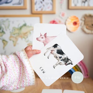 20 Montessori Farm Animals Flashcards | Interactive Learning Cards | Digital Download & Printable Educational Flashcards for Kids