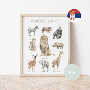 Životinje Afrike | Edukativni poster za decu (Digitalni proizvod)