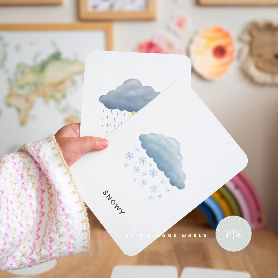 12 Weather Flashcards for Kids | Montessori Weather Cards | Preschool ...