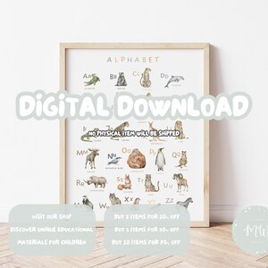Animal Alphabet Poster: Educational Classroom & Playroom Decor (digital ...