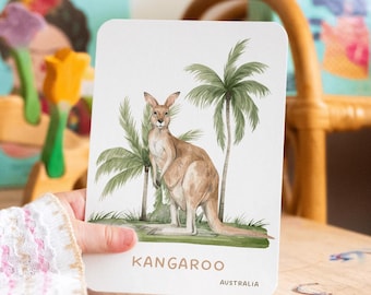 Tarjetas didácticas de animales australianos: Montessori imprimible para educación en casa (descarga digital)