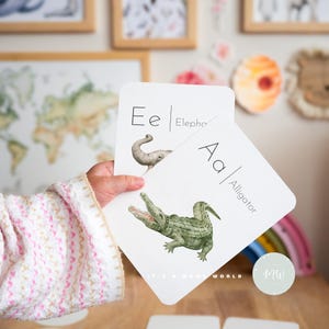 26 Alphabet-Tier-Karteikarten - Druckbare Lernkarten für Kinder | Digitaler Download