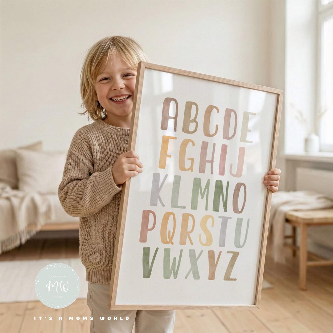 Boho Alphabet Poster Printable | ABC Wall Art for Kids | Neutral ...