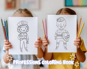 20 pagine da colorare / Libro da colorare sulle professioni / Pagine divertenti da stampare per bambini / Download digitale