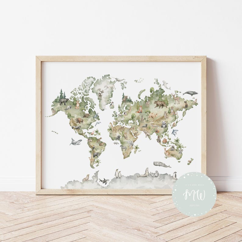 Animal World Map Poster | Kids World Map | Educational Posters ...