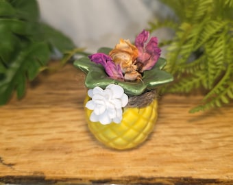 Escondite de piña para aperitivos / Búsqueda de alimento para cangrejos ermitaños / Refugio de cerámica para golosinas / Enriquecimiento ambiental / Accesorios para cangrejos ermitaños / Decoración para la búsqueda de alimento