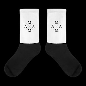 MAMA Sublimated Socks – Personalized Socks | Gift for Mom | Black and White Socks with X Design | Mother&#39;s Day Gift