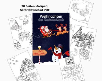 Livre de coloriage de Noël pour enfants (PDF) | 20 pages à colorier | Téléchargement instantané | Coloriages pour enfants | Livre de coloriage numérique