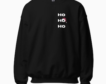 Schwarzer Weihnachtspullover | HO HO HO Christmas Sweater | Dezentes Weihnachtsoutfit | Weihnachtsfeier Pullover