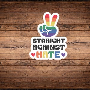 Straight Against Hate LGBTQ+ Ally Vinyl Sticker | Equality & Love Sticker | Gift for Her | Gift for Him | Gift for Ally | Gift for Them