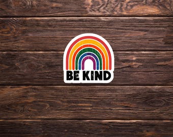 優しいレインボーステッカー | 耐候性ビニール LGBTQ+ プライドアライギフト