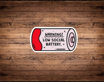 Pegatina de vinilo con baja energía social / Regalo divertido para introvertidos