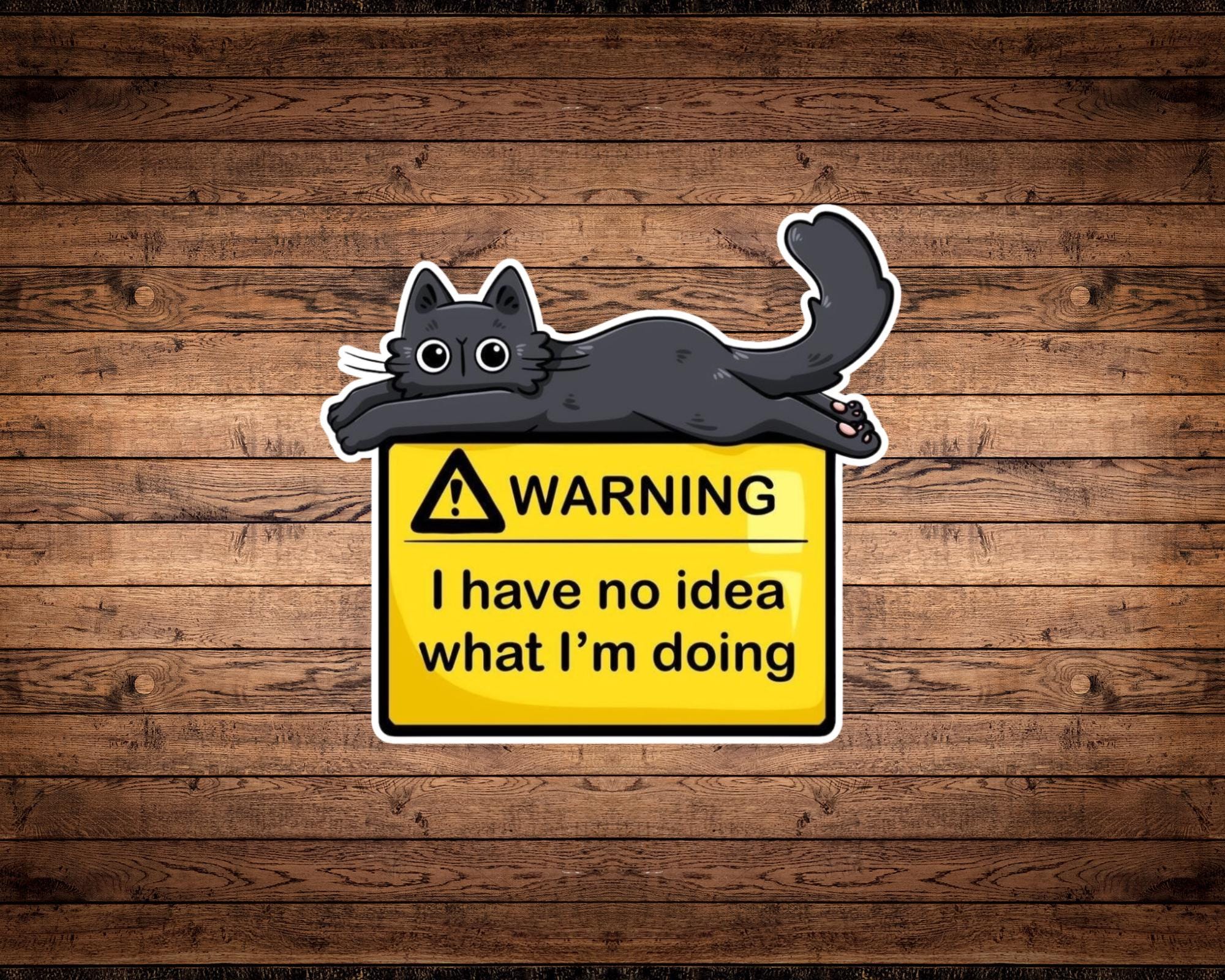 Funny Black Cat Vinyl Sticker | Warning Sign Laptop Decal - Etsy