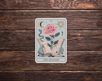 Floral Tarot Card Sticker | Book Lover Gift, Waterproof Vinyl