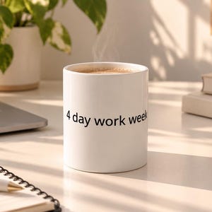 4 Day Work Week Mug, Minimalist Office Coffee Mug, Software Engineer Gift, Coworker Gift, Work Life Balance, 11oz Ceramic