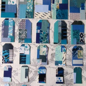 Lot de 25 Tags fait main en camaïeu bleu, vert ou rose.