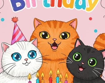 Printable Funny Cat Birthday Card - Instant Download Digital Greeting ...