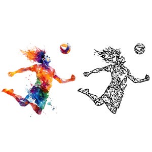 Volleyball SVG & PNG for Sublimation  Volleyball Clipart Digital Print Gift Sports Design Poster Art
