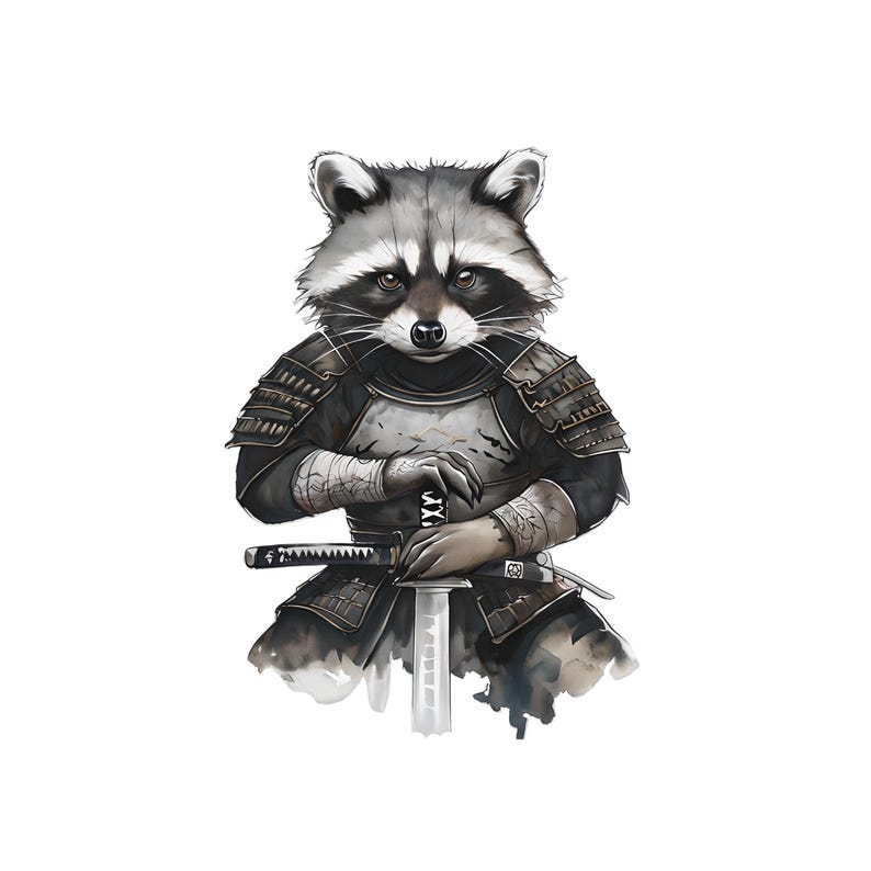 Raccoon SVG & PNG for Sublimation Samurai SVG Artwork Fun Whimsical ...