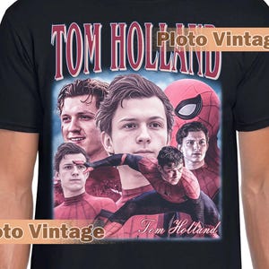Vintage Tom Holland Graphic Tee | Celebrity DTG Print Shirt | Retro Style T-Shirt | Tom Holland Bootleg | Unique Artwork And Eco-Friendly
