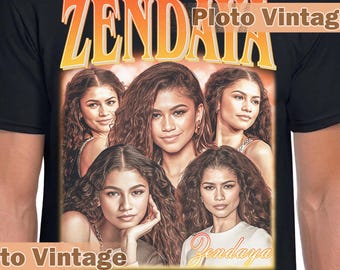 Vintage Zendaya Graphic Tee | Celebrity DTG Print Shirt | Retro Style T-Shirt | Zendaya Bootleg | Unique Artwork And Eco-Friendly Fashion