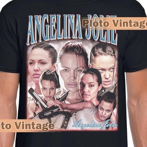 Vintage Angelina Jolie Graphic Tee | Celebrity DTG Print Shirt | Retro Style T-Shirt Angelina Jolie Bootleg Unique Artwork And Eco-Friendly