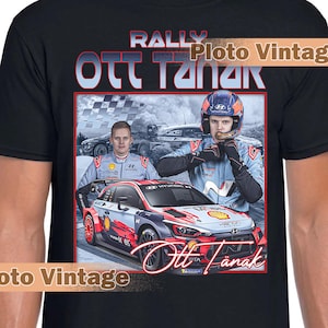 Vintage Ott Tanak Graphic Tee | Driver DTG Print Shirt | Retro Style T-Shirt | Artistic Bootleg | Unique Artwork And Eco-Friendly Fashion