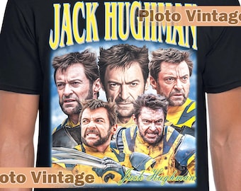 Vintage Hugh Jackman Graphic Tee | Celebrity DTG Print Shirt | Retro Style T-Shirt | Artistic Bootleg | Unique Artwork Eco-Friendly Fashion