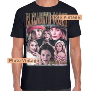 Vintage Elizabeth Olsen Graphic Tee | Celebrity DTG Print Shirt | Retro Style T-Shirt | Elizabeth Olsen Bootleg | Unique Artwork And Fashion