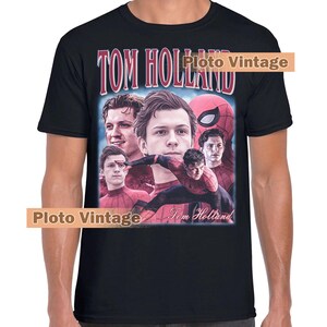 Vintage Tom Holland Graphic Tee | Celebrity DTG Print Shirt | Retro Style T-Shirt | Tom Holland Bootleg | Unique Artwork And Eco-Friendly