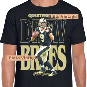 Vintage Drew Brees Graphic Shirt American Sports Quarterback DTG Print T-Shirt | Retro Tee Bootleg Unique Artwork Limited Fashion Bestseller