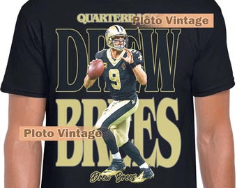 Vintage Drew Brees Graphic Shirt American Sports Quarterback DTG Print T-Shirt | Retro Tee Bootleg Unique Artwork Limited Fashion Bestseller