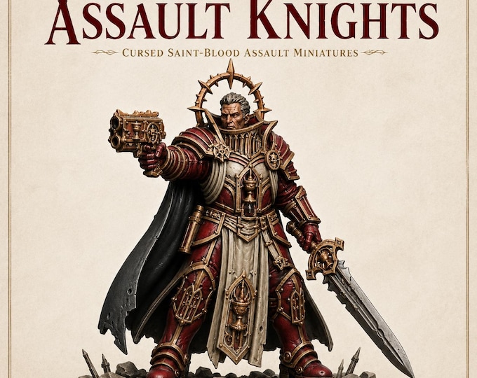 Red Vow Assault Knights - 10 Gothic Sci Fi Vampire Knight Miniatures - Unpainted Resin Tabletop Assault Squad