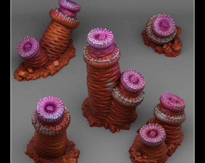 Monstrous Worm Plants Wargaming Terrain Objectives | Fantastic Plants and Rocks | PathFinder | Mini | Dungeons and Dragons | Fantasy | RPG