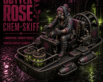 Gutter Rose Chem-Skiff | 1 Resin Industrial Courier Vehicle | Sci-Fi Tabletop Miniature
