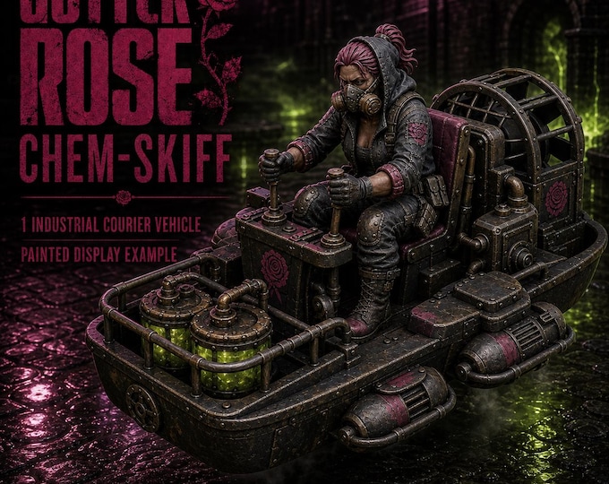 Gutter Rose Chem-Skiff | 1 Resin Industrial Courier Vehicle | Sci-Fi Tabletop Miniature