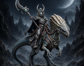 Dark Elf Alien Raptor Cavalry Resin Miniatures, 6 Sci-Fi Fantasy Tabletop Riders | Nightglass Hunt