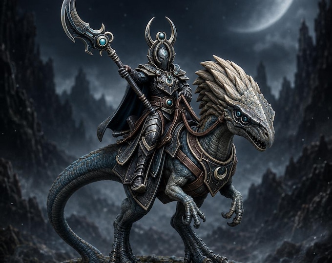 Dark Elf Alien Raptor Cavalry Resin Miniatures, 6 Sci-Fi Fantasy Tabletop Riders | Nightglass Hunt