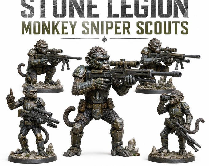 Stone Legion Monkey Sniper Scouts - HGM Exclusive Resin Sci-Fi Miniatures - 5 Model Unit