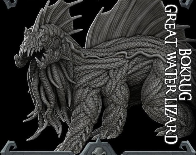 Bokrug Great Water Lizard - Fantasy Miniature  - Rocket Pig Games  - Tabletop Wargaming for Grimdark | OPR Sci-Fi & Fantasy Resin Mini