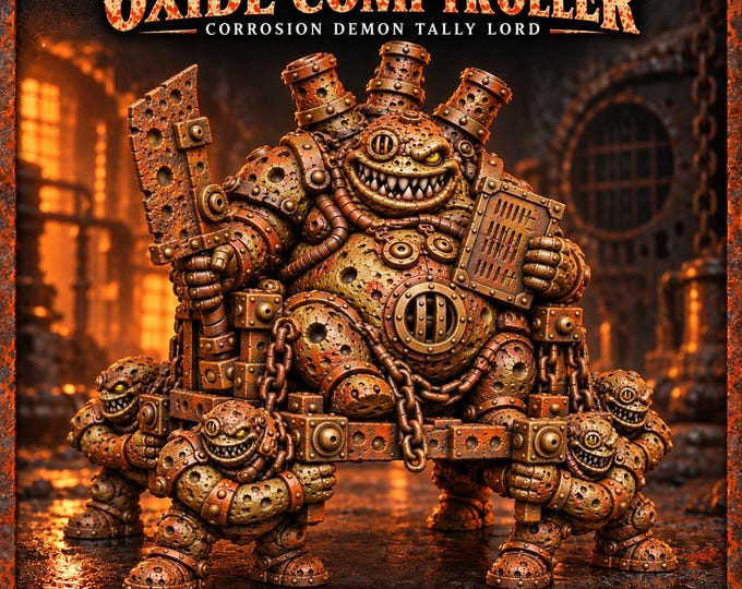 Oxide Comptroller Demon Tally Lord | Composite Rust Legion Resin Character | 60mm Base Option | HGM Exclusive