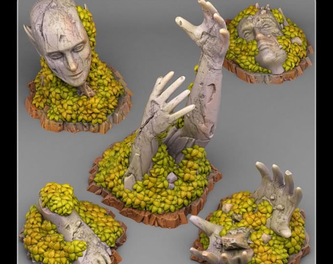 Ancient Elven Ruins Wargaming Terrain Objectives | Fantastic Plants and Rocks | PathFinder | Mini | Dungeons and Dragons | Fantasy | RPG
