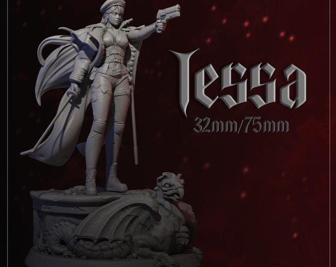 Tessa Fantasy Miniature for Sci-Fi Wargames & TTRPG DnD Fantasy Tabletop Wargaming | Dungeons and Maidens mini