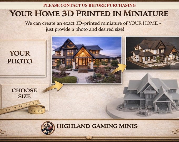 Personalised House Warming Gift - Resin Miniature of your home - Exclusive Highland Gaming Minis - Statue