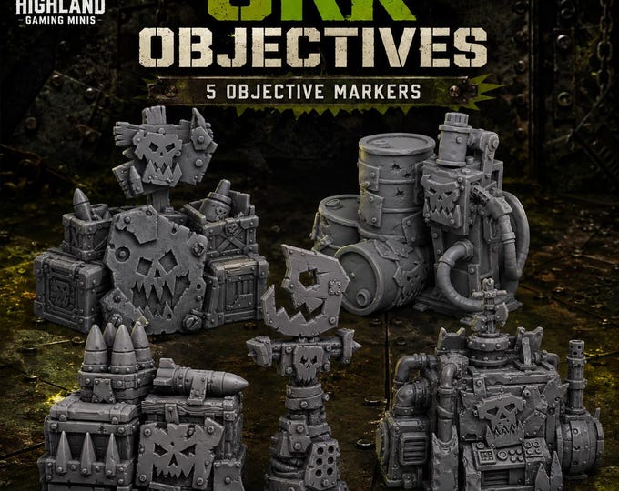 Ork Objectives - HGM Exclusive Resin Sci-Fi Objective Marker Set - 5 Pieces