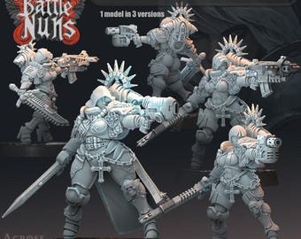 Battle Nun Prioress - Across the Realms - New Release July 25  - Sci-Fi OPR Grimdark compatible - Tabletop Wargaming Grimdark