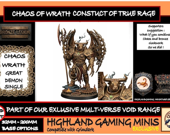 Chaos of Wrath Bronze Legion - Construct of True Rage Exclusive Multi-Verse Warp Wars HighlandGamingMinis Tabletop Wargaming Miniature Range